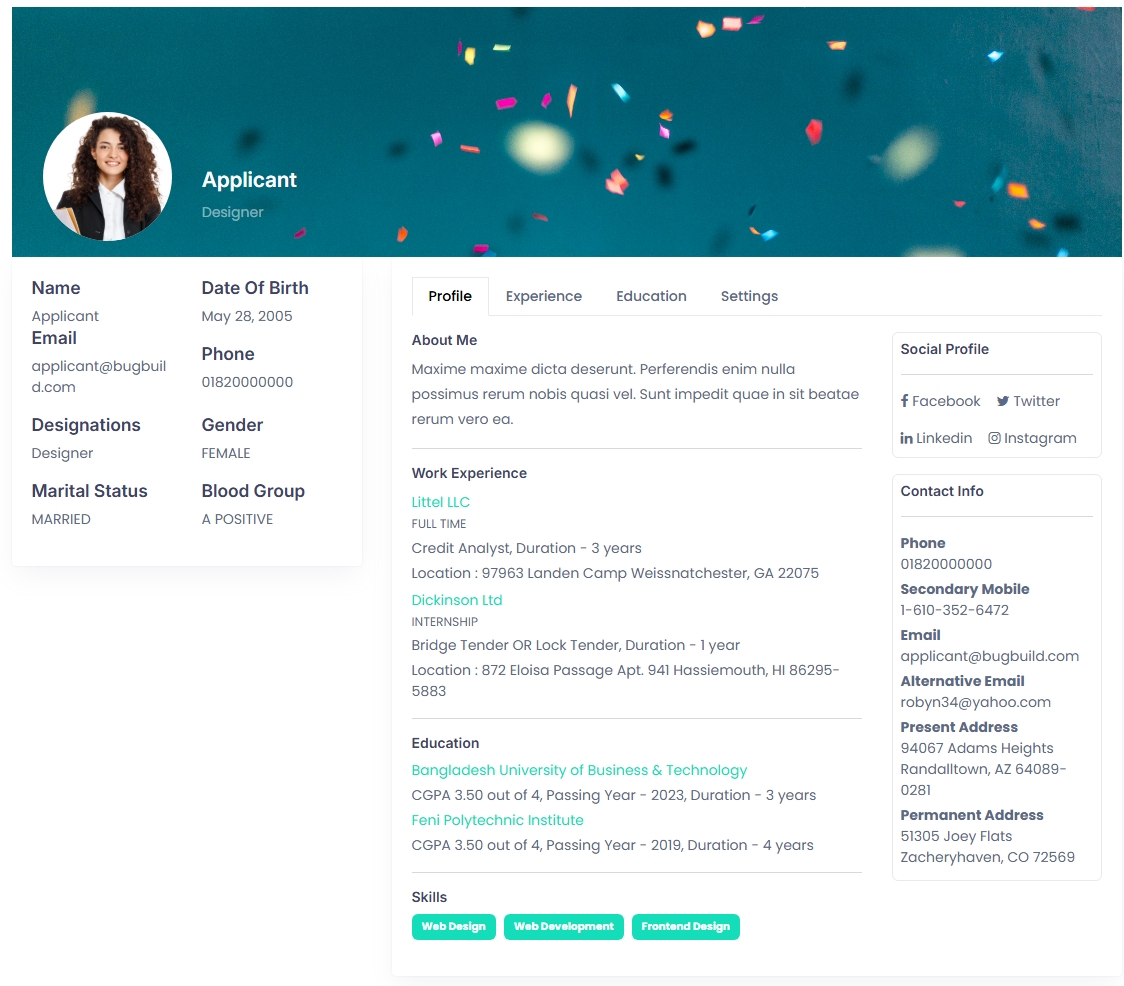Applicant Profile Overview