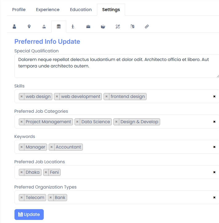 Preferred Info Update