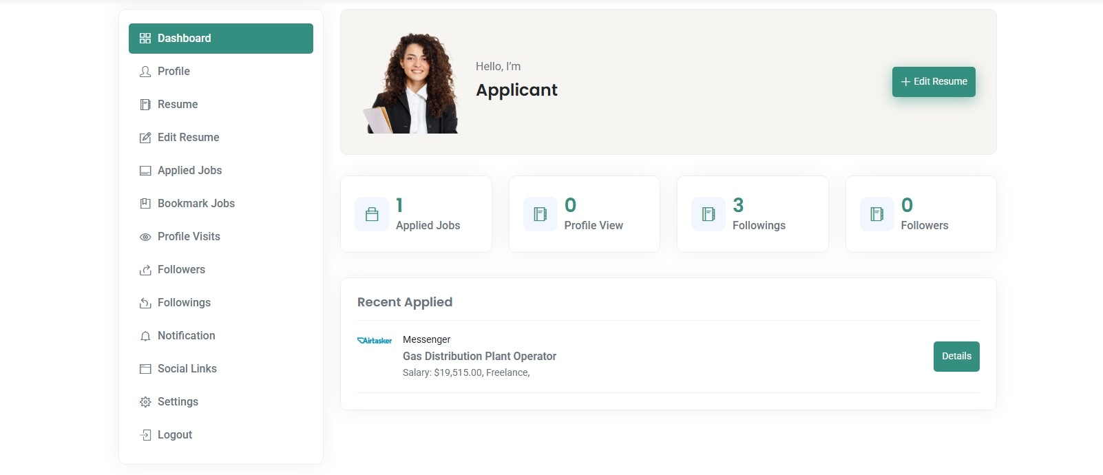 Applicant Dashboard