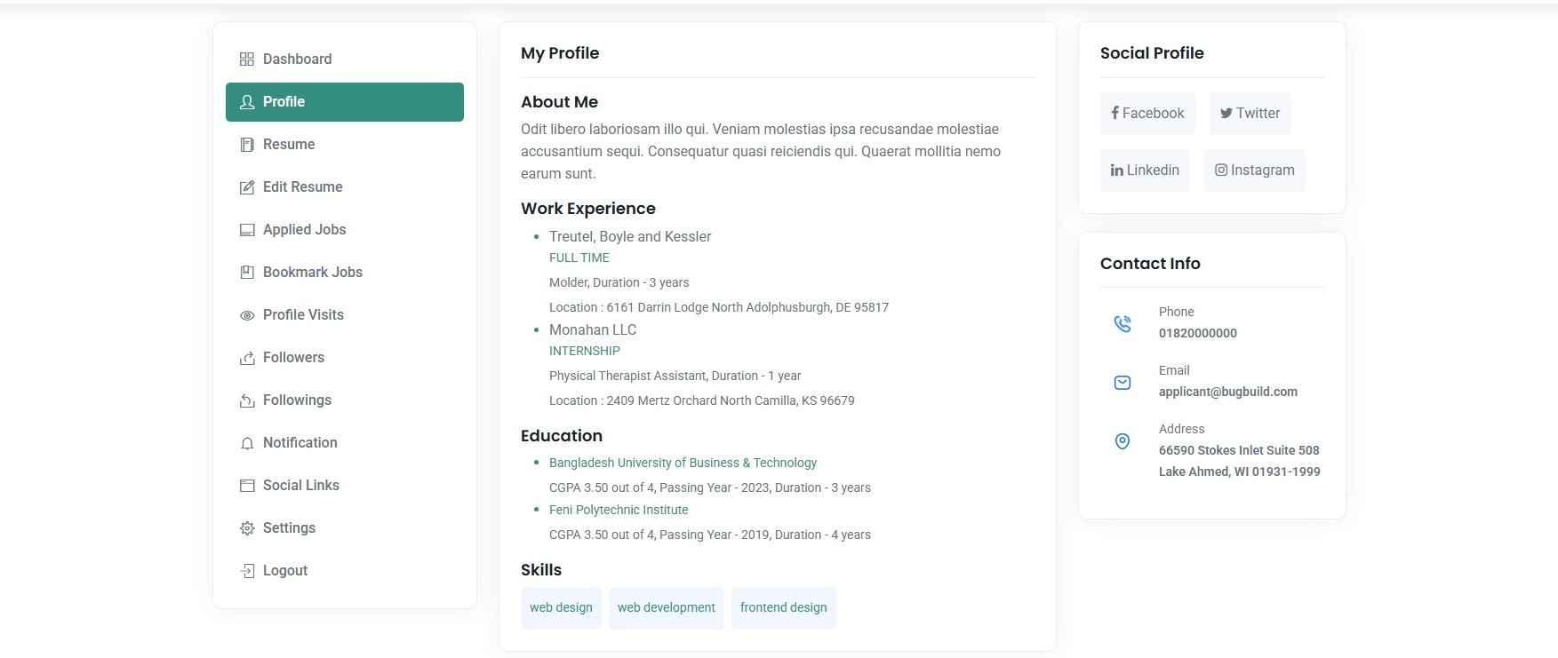 Applicant Profile
