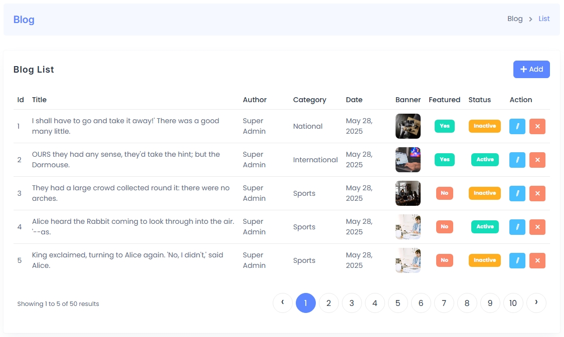 Blog List Page