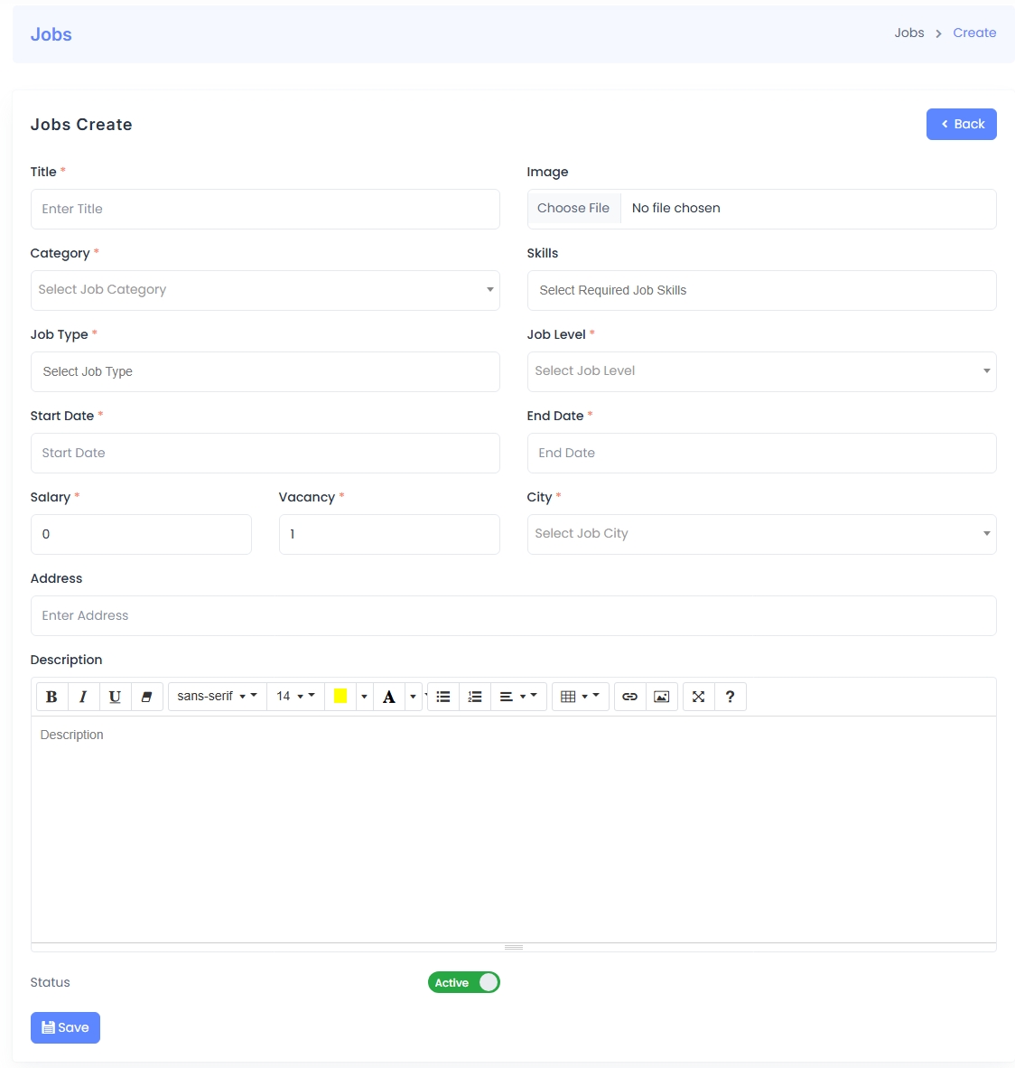 Employer Create Job