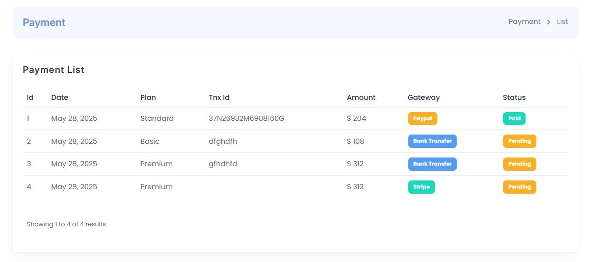 Payment List