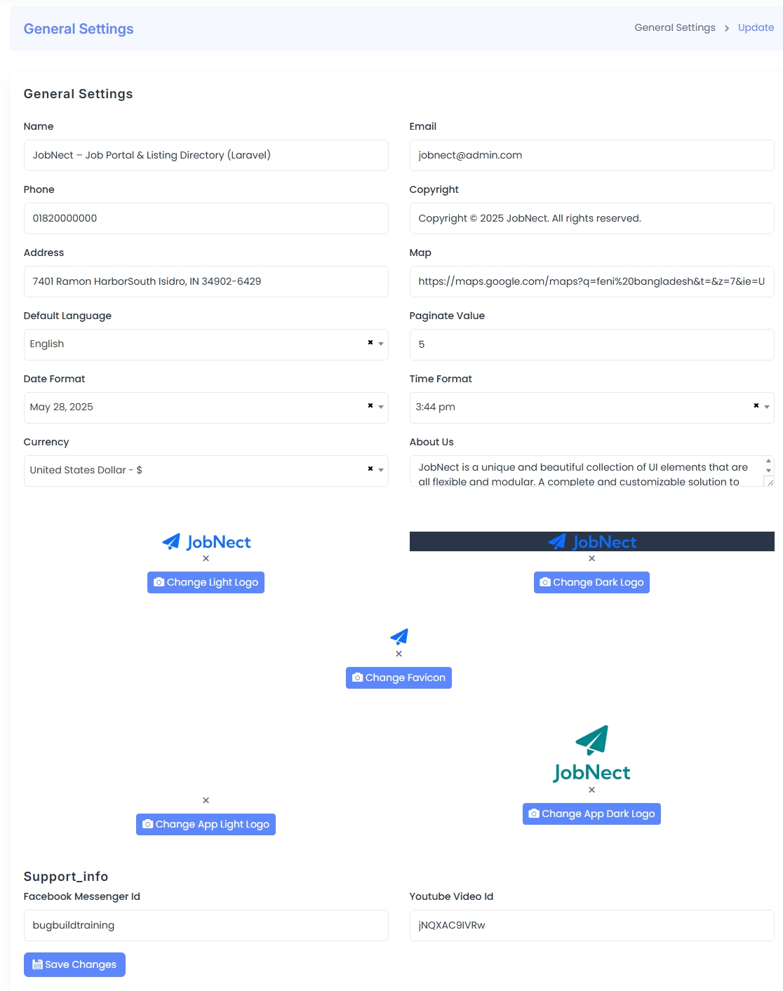 General Settings Panel