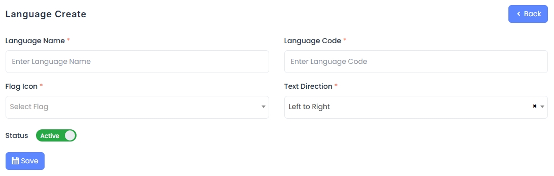 Language Create Form