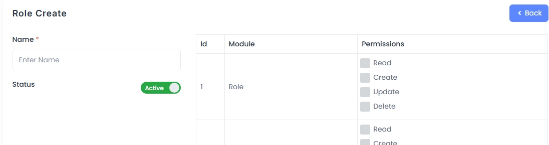 Role Create with Permissions
