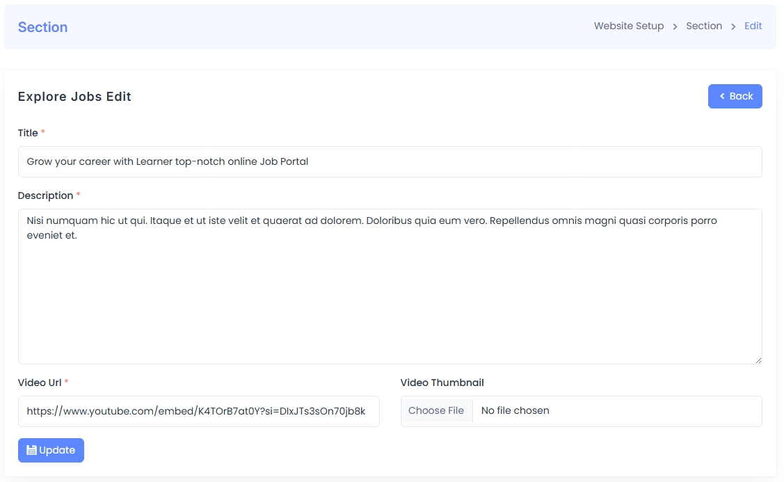 Explore Jobs Section Edit