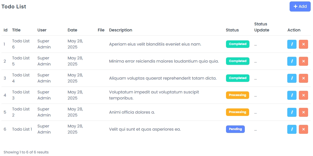 Todo List Table View