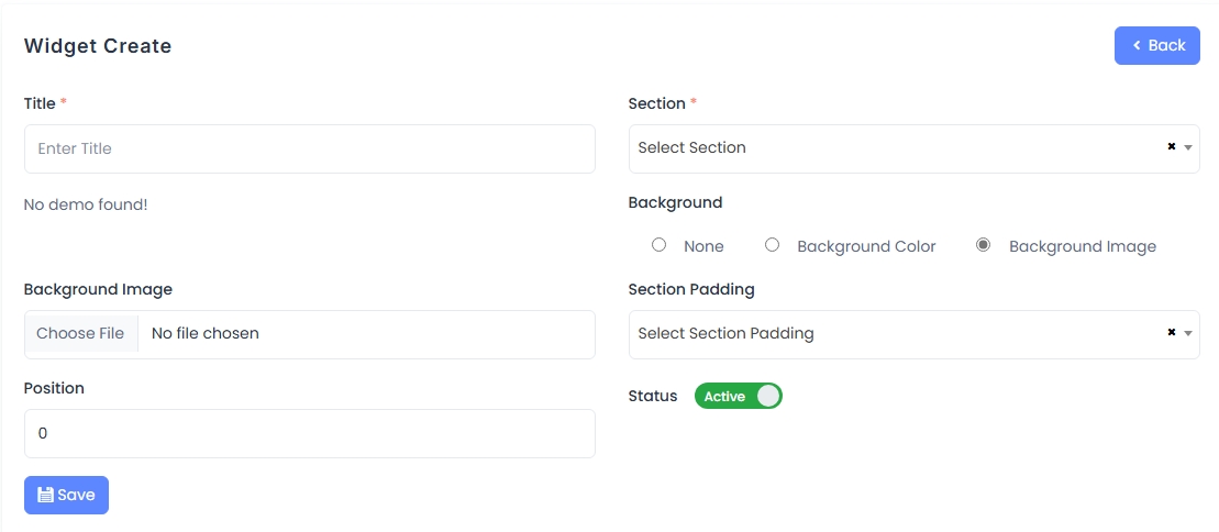 Widget Create Form