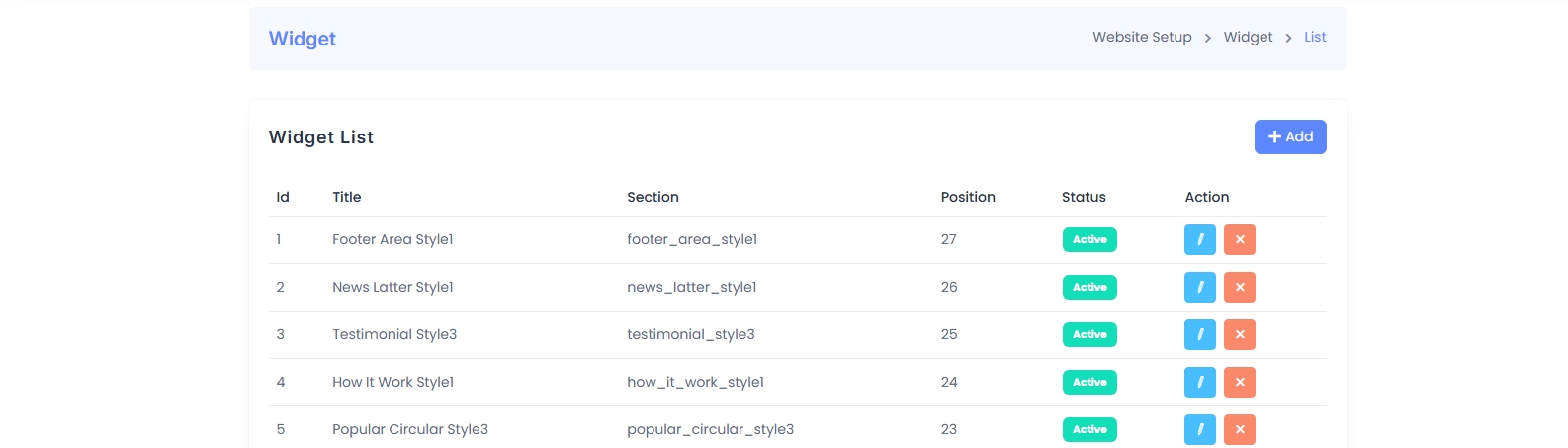 Widget List View